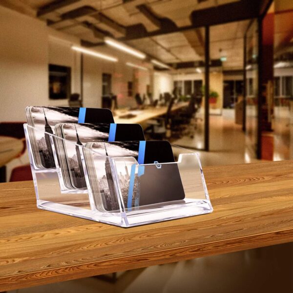 DAHSHA 3 - Tier Premium Acrylic Transparent Crystal-Clear Visiting Business Card Holder/Display Stand Desk Organizer For Office Table - Image 5