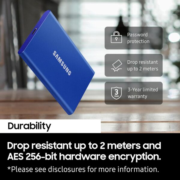 Samsung T7 2TB Up to 1,050MB/s USB 3.2 Gen 2 (10Gbps, Type-C) External Solid State Drive (Portable SSD) Grey(MU-PC2T0T) - Image 7