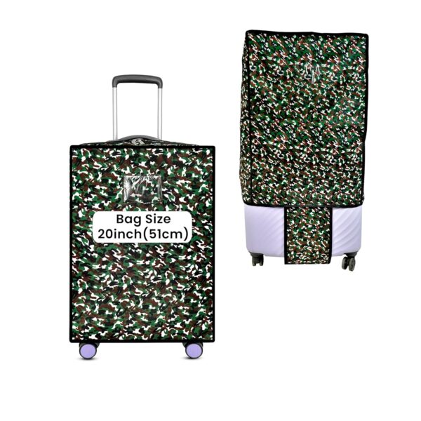Storite 20 Inch Zippered Nylon Military Print Trolley Cover/Suitcase Cover/Waterproof Dustproof Luggage Cover with Transparent ID Pocket for Wheeled Luggage Bags (48 X 23 X 36Cm) - Image 2