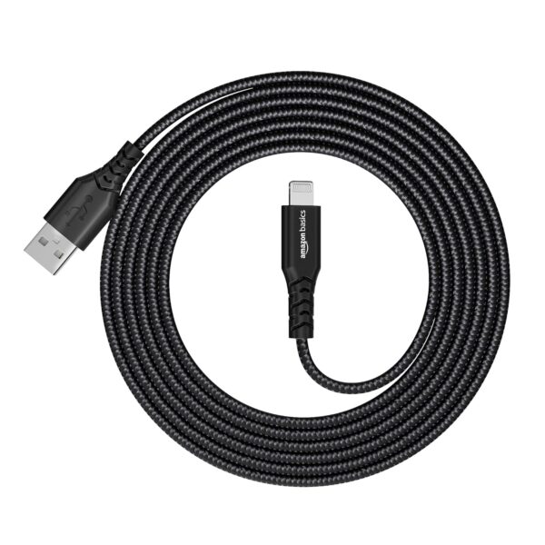 amazon basics Usb A To Lightning Pvc Molded Nylon Mfi Certified Charging Cable For Tablet,Personal Computer,Smartphone (Black,1.8 Mtr) - Image 5