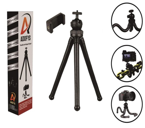 Adofys Flexible Gorillapod Tripod with 360° Rotating Ball Head Tripod for All DSLR Cameras(Max Load 1.5 kgs) & Mobile Phones + Free Heavy Duty Mobile Holder - Image 3
