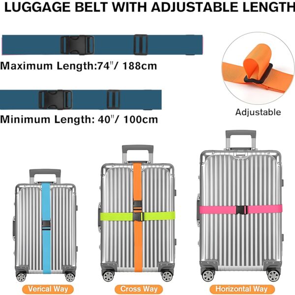 APAV Luggage Straps Belt Heavy Duty Adjustable with Buckle Clips for Suitcase | Trolleys and All Kind of Luggages | for Traveling Business/Leisure Trip (Pack of 4 (NB)) - Image 6