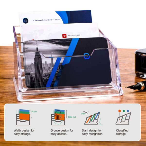 DAHSHA 3 - Tier Premium Acrylic Transparent Crystal-Clear Visiting Business Card Holder/Display Stand Desk Organizer For Office Table - Image 4