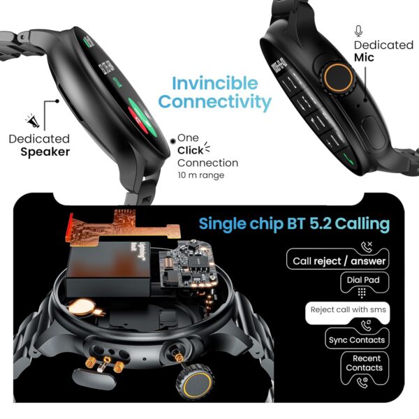 Boult Newly Launched Crown R Pro Smart Watch 1.43''HD AMOLED, Bluetooth Calling, Working Crown, Zinc Alloy Frame, 600 Nits Brightness, AI Voice Assistant, SpO2 Monitoring, 120+ Sports Mode (Jet Black) - Image 12