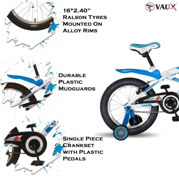 Vaux 2Cati Sports Kids Cycle for Boys, Sporty Bicycle for Kids with Steel Frame, Alloy Rims, 16x2.40 Tubular Tyres (Blue, 16T) - Image 2