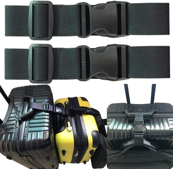 2PIECES Add a Bag Luggage Set Strap for Luggage Suitcases Adjustable Belt Travel Accessories Travel Attachment - Connect Your 3 luggages for Passenger Car - Image 2