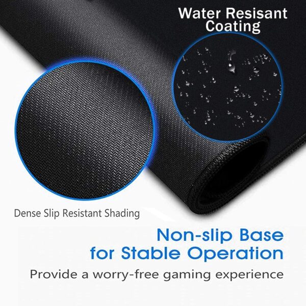 Storite 900x400x2mm Extended Gaming Mouse Pad for Laptop/Computer with Stitched Embroidery Edges and Water Resistance Coating Natural Non Slippery Rubber Base Mousepad Desk Mat - Black - Image 6