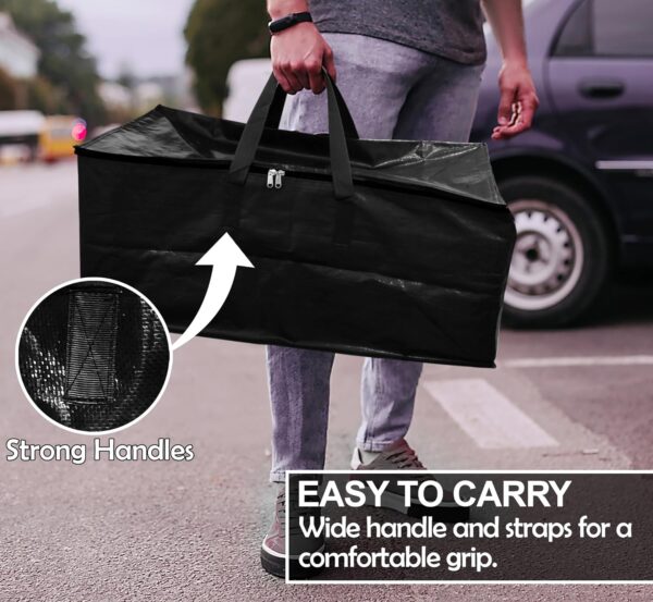 Shalimar Large Capacity Foldable Under Bed Storage Bags/Duffle Bags for Travel/Moving Bags/Wardrobe Organizer Bags | Comfortable Handles | Water Resistant | 24.5Lx12Wx14H Inches | Pack of 1 - Black - Image 8