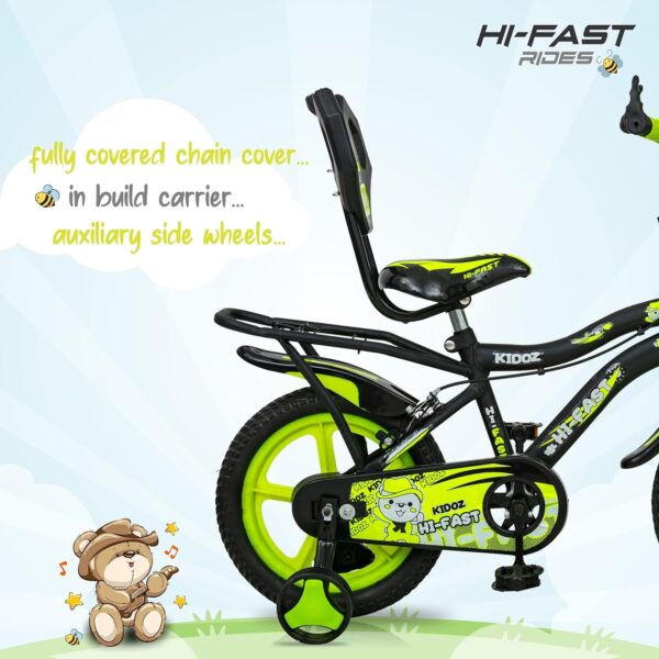 HI-FAST Kidoz Fun and Easy-Ride 14 Inch Cycles for Kids Ages 2-5 Years with Training Wheels and 95% Assembled, Rigid, Green - Image 4
