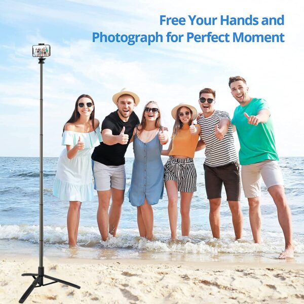 Mobilife Long Selfie Stick with Tripod Stand Aluminum 61 inch Multifunctional Bluetooth Tripod for Mobile Phone Vlogging Live Stream 1/4" Screw for Mirrorless/Action Camera Ring Light Gopro,Black - Image 8