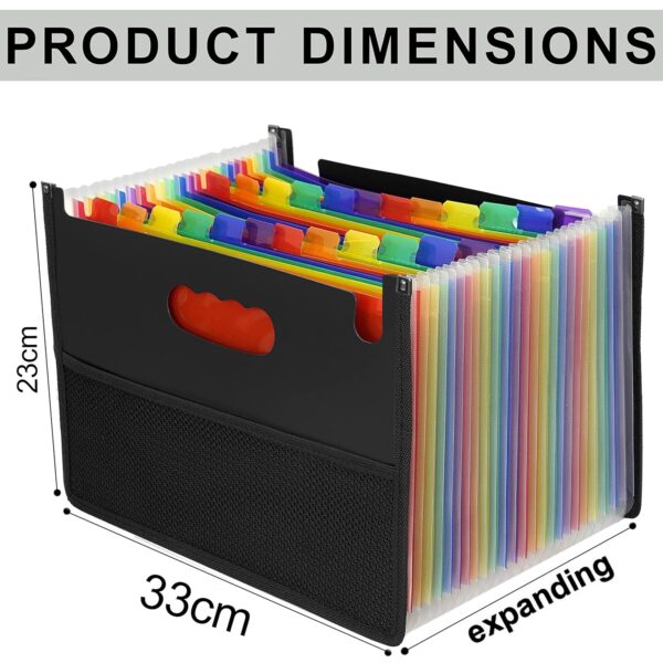 NISUN 24 Pockets Expanding File Folders, Accordion File A4 Letter Size, Alphabetical Expandable Accordion Document Holder Bill Receipt Organizer (23 * 33Cm), Black - Image 3