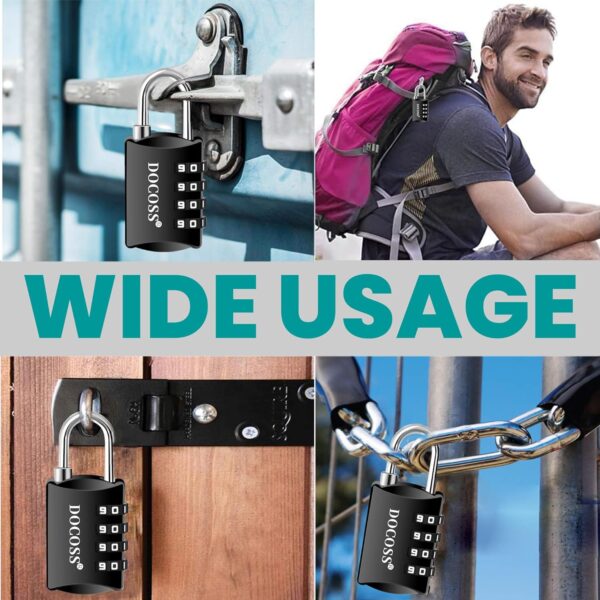 DOCOSS Metal 4-Digit Password Number Luggage Travel Bag Locks, Pack of 2 (Black), Combination Lock - Image 9