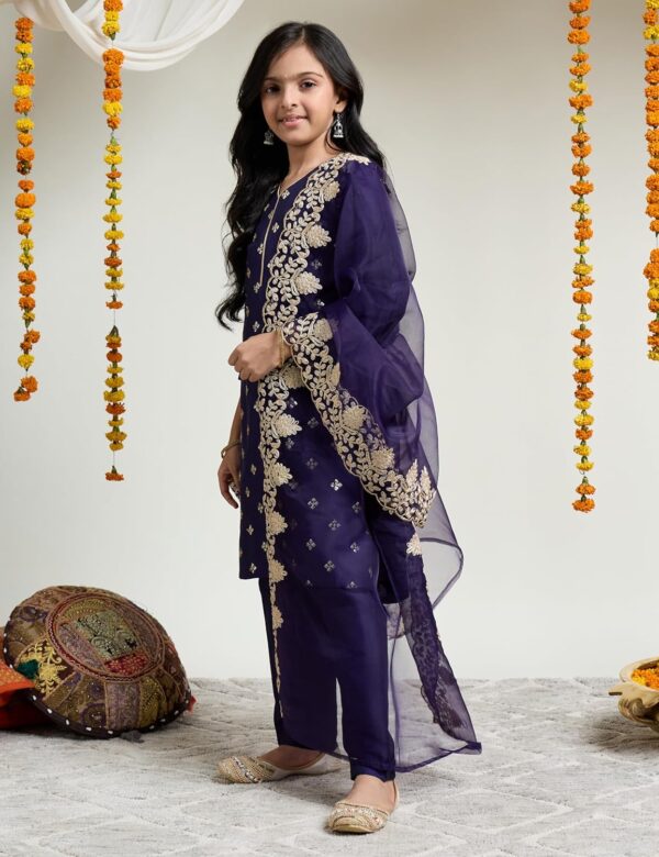 Amazon Brand - Symbol Girl's Rayon Ethnic Wear Embroidered Kurta Set with Organza Dupatta - Image 10