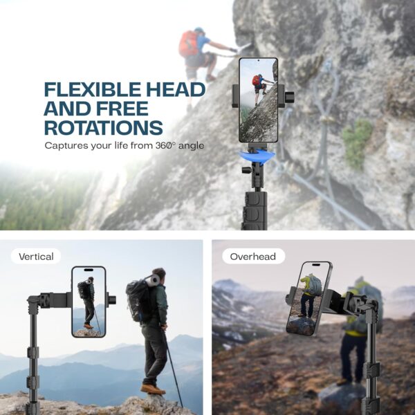 Tygot X-1 67 Inch (170cm) Aluminium Tripod with Bluetooth Remote, Mobile Holder, Phone Stand for Ring Light, GoPro & Camera, Light Stand for Video Recording, Shooting, Streaming, Reels, YouTube - Image 3