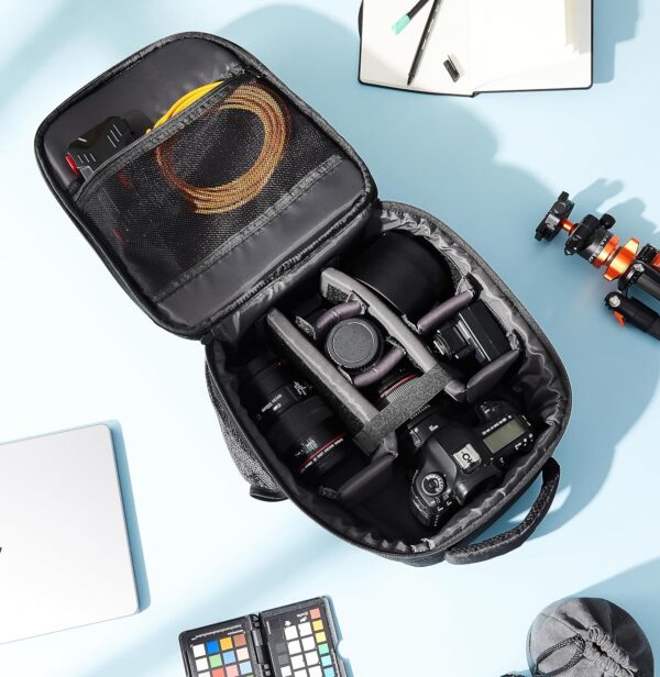 amazon basics Waterproof Fabric DSLR Camera Backpack Lightweight Camera/Laptop Bag, Lens Accessories Bags Carry Case for All DSLR SLR Cameras With Tripod Holder-A23 - Image 6