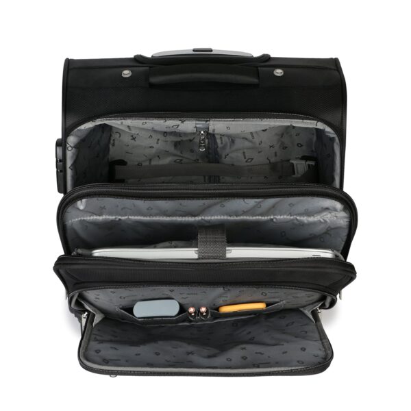 NOVEX Polyester Black Small Overnighter Laptop Trolley Bags with Wheel | 4 Wheels Luggage, Lightweight - 42cm | Laptop & 3 Main Compartment, Combination Lock Backpack for Men & Women - Image 7
