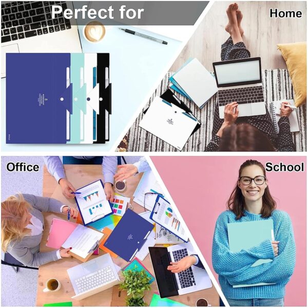 NISUN 8 Pockets File Folder, A4/Letter Size Accordion File Organizer, Expandable Document Holder, Portable Folders for Classroom,Home,Office - Black (32 * 23cm) - Image 9