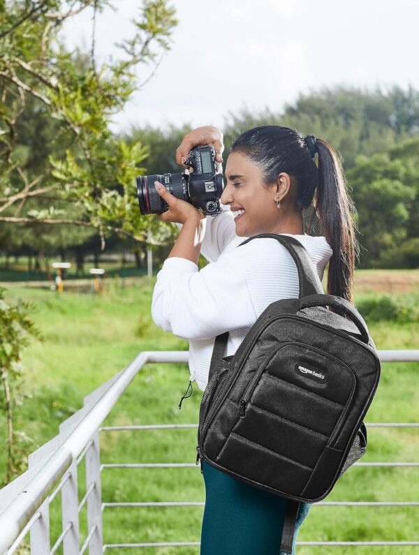 amazon basics Waterproof Fabric DSLR Camera Backpack Lightweight Camera/Laptop Bag, Lens Accessories Bags Carry Case for All DSLR SLR Cameras With Tripod Holder-A23 - Image 3