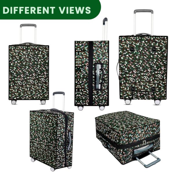 Storite 20 Inch Zippered Nylon Military Print Trolley Cover/Suitcase Cover/Waterproof Dustproof Luggage Cover with Transparent ID Pocket for Wheeled Luggage Bags (48 X 23 X 36Cm) - Image 8