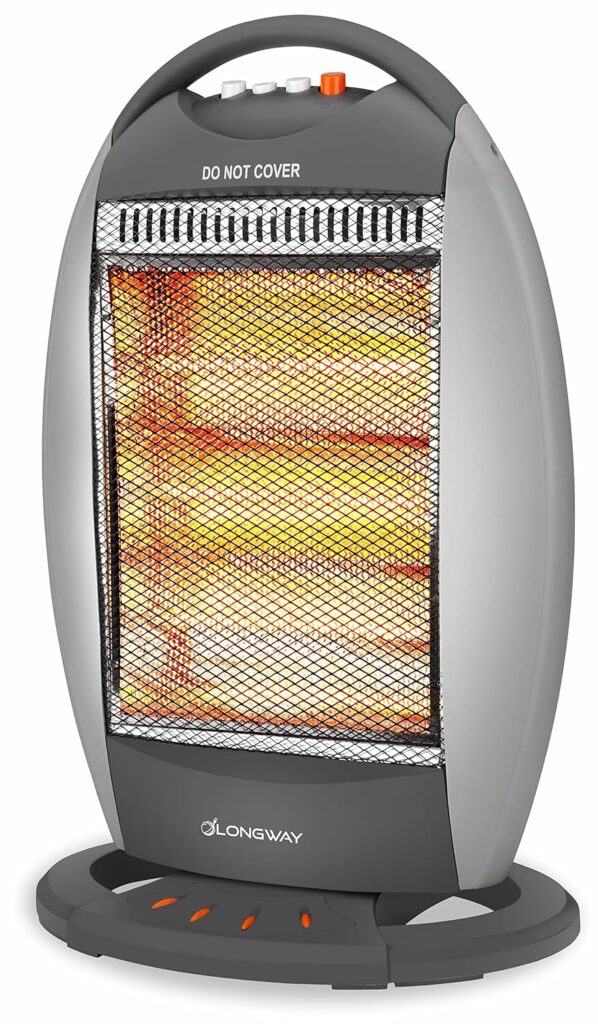 Longway Blaze 3 Rod 1200 Watt Halogen Room Heater With ISI Approved (White & Gray)