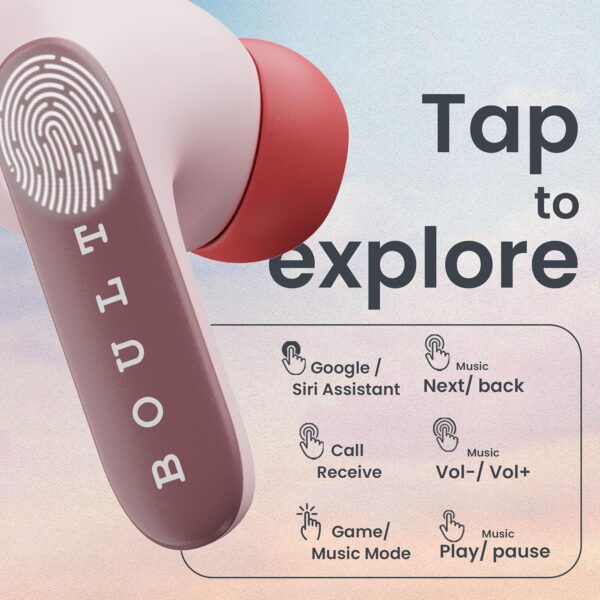 Boult Audio Z20 Pro Truly Wireless Bluetooth Ear buds with 60 Hours Playtime, 4 Mics Clear Calling, 45ms Low Latency, Rich Bass Drivers, ouch Controls, IPX5,TWS earbuds bluetooth wireless (Candy Cane) - Image 12