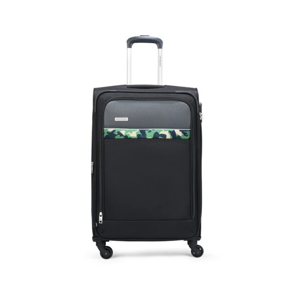 Aristocrat Commander 69Cms Premium Polyester with PVC Coating Soft Sided Check-in 4 Spinner Wheels Medium Black Suitcase - Image 2