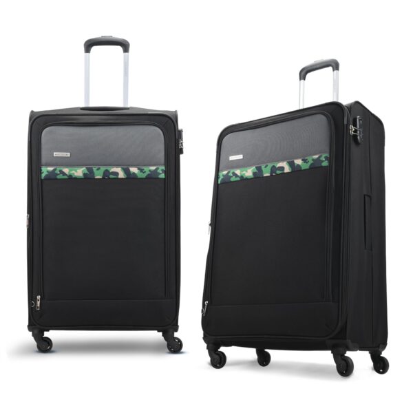Aristocrat Commander 69Cms Premium Polyester with PVC Coating Soft Sided Check-in 4 Spinner Wheels Medium Black Suitcase - Image 3