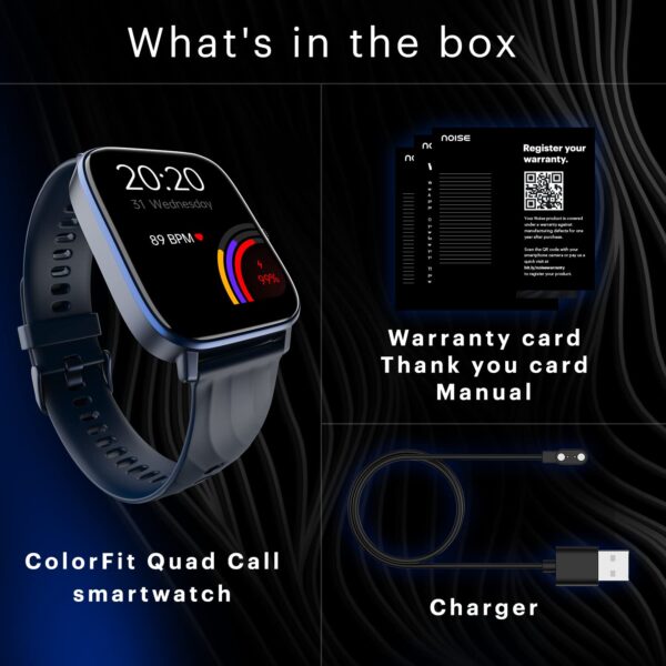 Noise Quad Call 1.81" Display, Bluetooth Calling Smart Watch, AI Voice Assistance, 160+Hrs Battery Life, Metallic Build, in-Built Games, 100 Sports Modes, 100+ Watch Faces (Space Blue) - Image 8