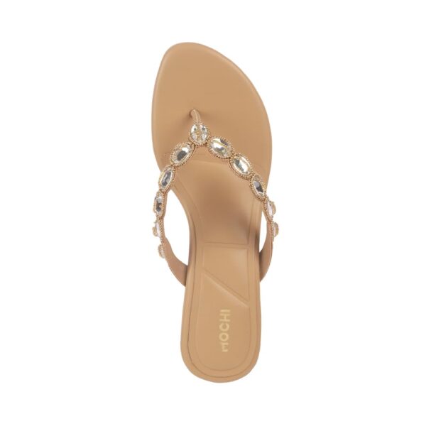 Mochi Women's Faux Leather Stone Embellished Low Heel Party Ethnic Chappal - Image 10
