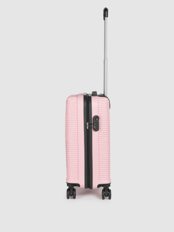 Teakwood Andaman Textured Zigzag Stripline Unisex Check-in Hardside Cabin Trolley Bag with Secure Number Lock System 360 Degree Rotating 8 Wheels (56 CM, Rose) - Image 6