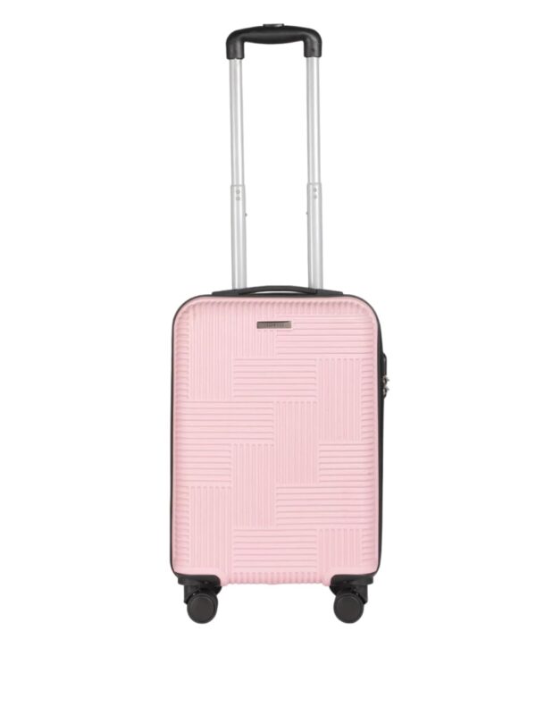 Teakwood Andaman Textured Zigzag Stripline Unisex Check-in Hardside Cabin Trolley Bag with Secure Number Lock System 360 Degree Rotating 8 Wheels (56 CM, Rose) - Image 2