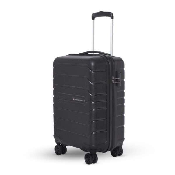Swiss Military Rhombus Black 55 Cms Small Cabin Polycarbonate Hardshell Sided 8-360 Degree Rotatable Wheels Luggage/Suitcase - Image 2