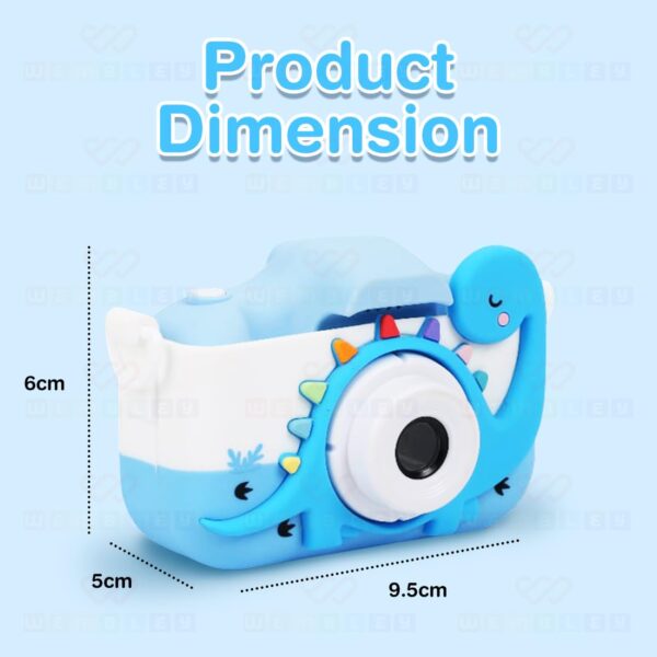 Wembley Kids Digital Camera Compact Dino Design Selfie Camera Video Recorder Photo Capture Games 4GB SD Card 2.0 Inch Screen for Girls Boys 4+ 5 6 7 8 - Blue - Image 4