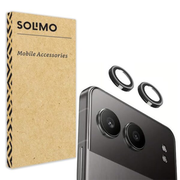 Amazon Brand - Solimo Tempered Glass Camera Lens Protector For OnePlus Nord 4 5G 9H Hardness, Full Coverage Anti Scratch Camera Metal Ring (Black) - Image 2