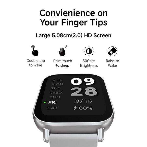 Redmi Watch 5 Active, 2" Display, Metal Body, 18 Day Battery, Bluetooth Calling, Advanced AI Noise Cancellation, Alexa, Black - Image 5