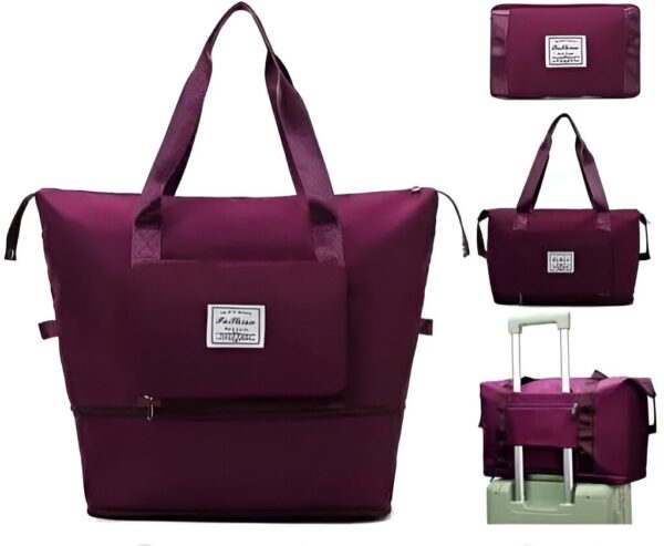 Travel Bags 41 Liter Expandable for Women,Duffle Bags with Wheels and Handle for Women Luggage,Foldable Vanity Traveling Companion Hand Bag for Ladies Personal Items Large Weekend (Wine) - Image 2