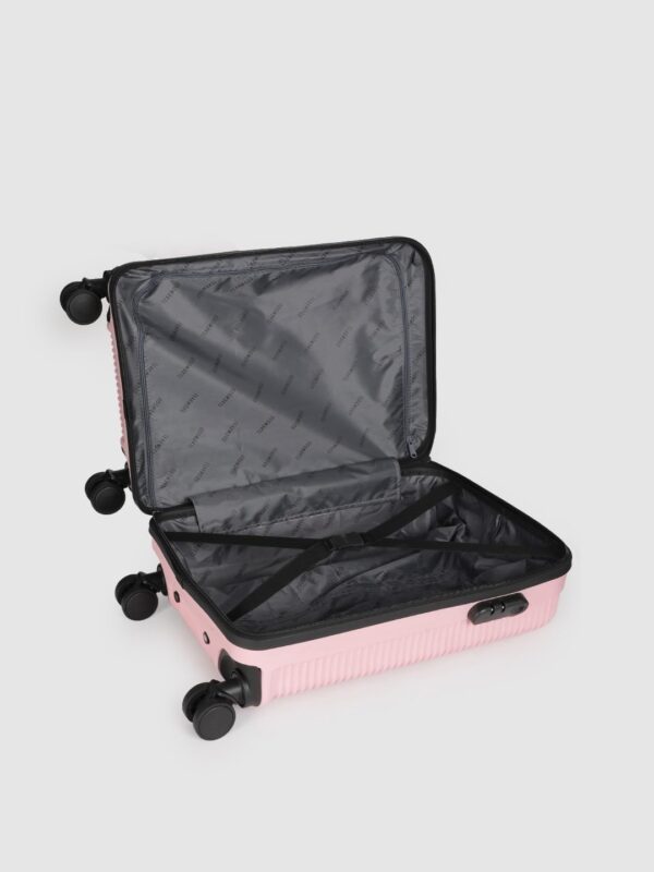 Teakwood Andaman Textured Zigzag Stripline Unisex Check-in Hardside Cabin Trolley Bag with Secure Number Lock System 360 Degree Rotating 8 Wheels (56 CM, Rose) - Image 5