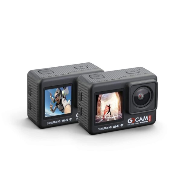 Digitek GoCAM DAC-101 5K 30FPS 48MP WiFi Ultra HD Sports Action Camera | 2" / 1.3" Dual Touch Screen | 150 Degree Wide Angle | 6-Axis Gyro EIS Stabilization | 2.5mm External MIC Support | 100 feet Waterproof (with Waterproof case) | 2 x 1350mAh Battery with Accessories Kit (Black) - Image 2