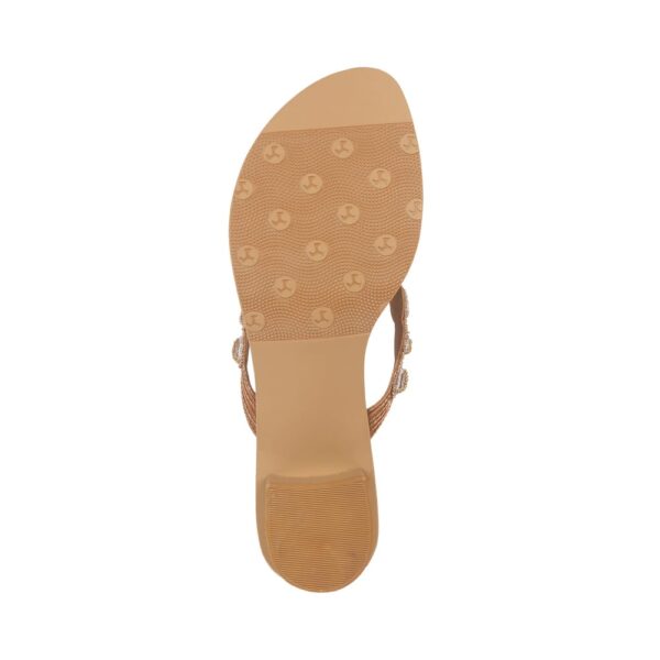 Mochi Women's Faux Leather Stone Embellished Low Heel Party Ethnic Chappal - Image 8