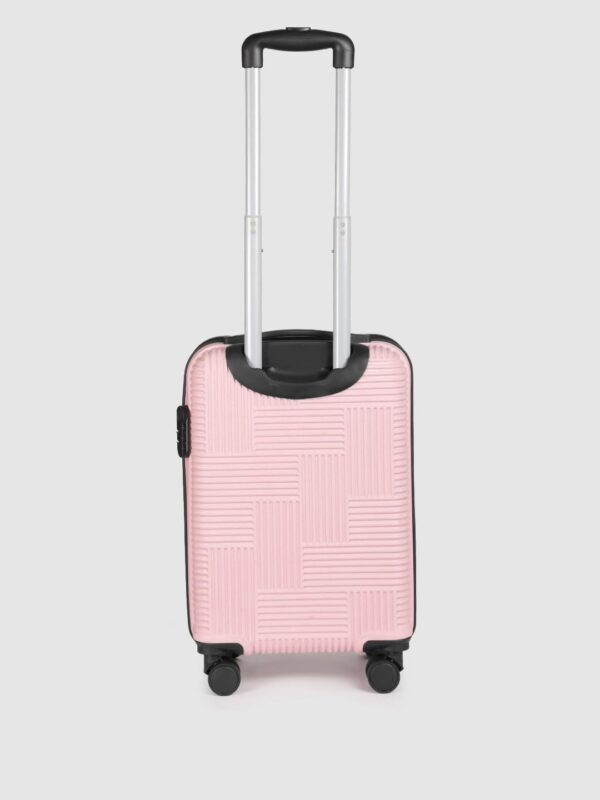 Teakwood Andaman Textured Zigzag Stripline Unisex Check-in Hardside Cabin Trolley Bag with Secure Number Lock System 360 Degree Rotating 8 Wheels (56 CM, Rose) - Image 3