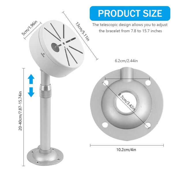 ZORBES® Security Camera Mount Bracelet, 7.8-15.7 Inches Telescopic Wall Mount, Aluminum Alloy Dome Camera Mount Universal Camera Wall Mounting Bracket for CCTV Security Camera/IP Camera - Image 3