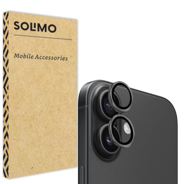 Amazon Brand - Solimo Tempered Glass Camera Lens Protector for iPhone 16 (Black) - Image 2