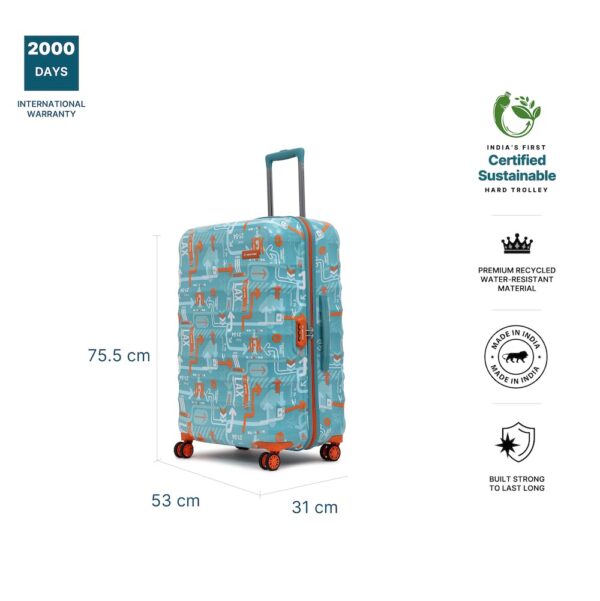 uppercase JFK (Large) 76cm | Hardsided Check-in Trolley Bag for Travel Luggage | 8 Wheel Trolley Bag |Suitcase for Men & Women |2000 Days Warranty (Teal Blue) - Image 6