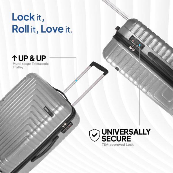 American Tourister Ivy Nxt 79CM Large 4 Spinner Wheels Hard Luggage Polycarbonate Check-in Trolley Bags for Travel with Mounted TSA Lock for Unisex - Silver - Image 4