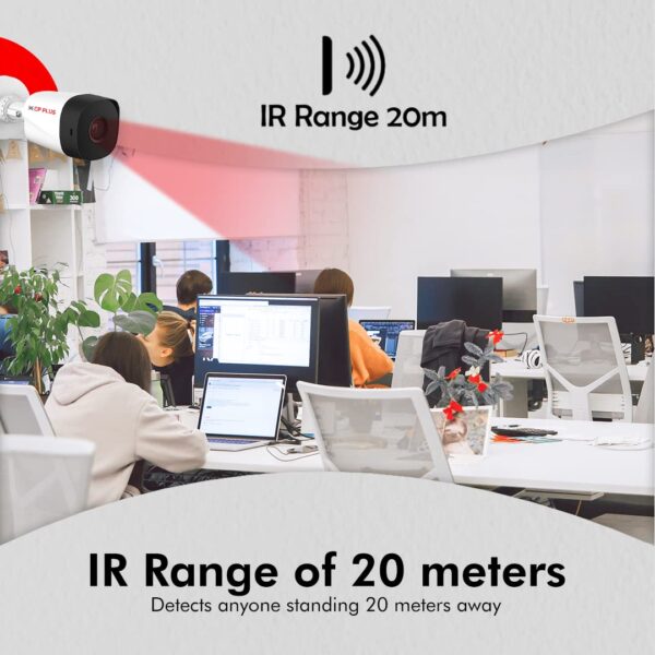 CP PLUS 2.4MP IR Bullet Outdoor Security Camera | 3.6mm Fixed Lens | Max 25/30fps at 2.4MP | DWDR, Day/Night (ICR) | IR Range of 20 Mtrs., Smart IR | Support Built-in Mic - CP-URC-TC24PL2C-V3 - Image 5