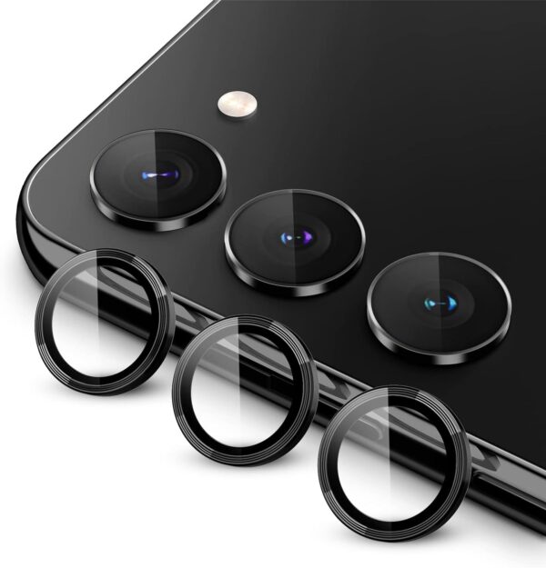 fabe kee Camera Lens Screen Protector For Samsung Galaxy S24 Alloy Matelic Anti Scratch Camera Ring (Black) - Image 2