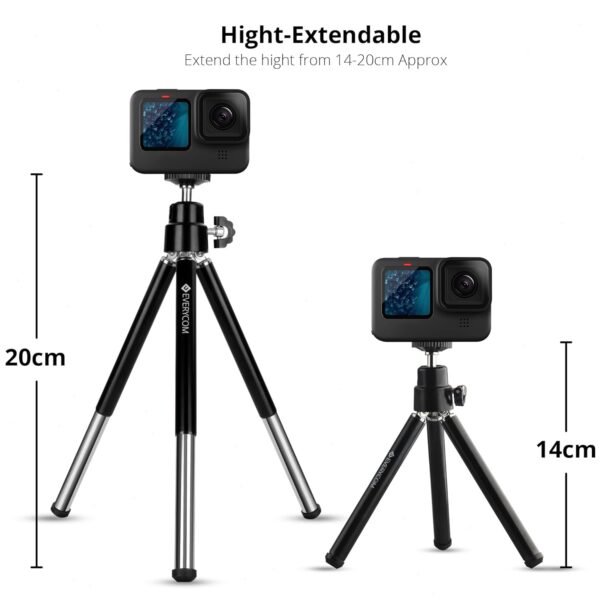 Everycom Mini Adjustable Tripod with Mount Ideal for All Mobile Phones and Digital Camera - Black - Image 5