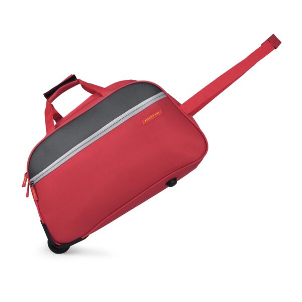 Aristocrat Enigma 52 Cm Polyester Softsided Cabin Size Duffle Trolley with Wheels - Red - Image 8