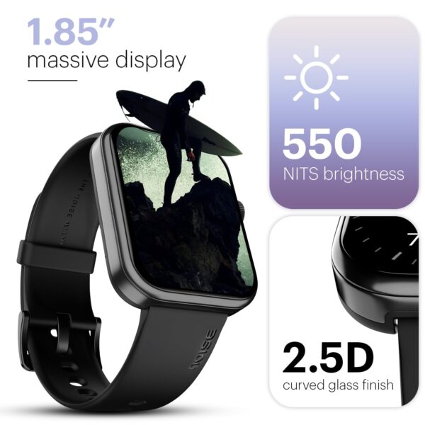 Noise Pulse 2 Max 1.85" Display, Bluetooth Calling Smart Watch, 10 Days Battery, 550 NITS Brightness, Smart DND, 100 Sports Modes, Smartwatch for Men and Women (Jet Black) - Image 3