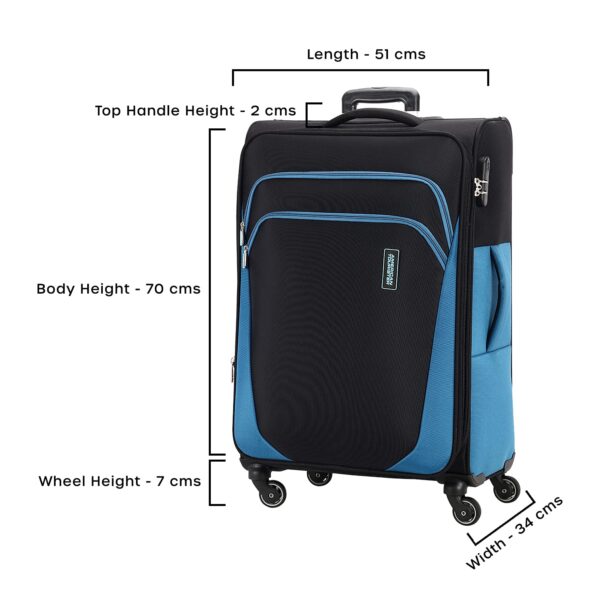 American Tourister Trolley Bag for Travel|Kansas 80 Cms Polyester Softsided Large Check-in Luggage Bag|Speed_Wheel Suitcase for Travel|Trolley Bag for Travelling, Black - Image 8